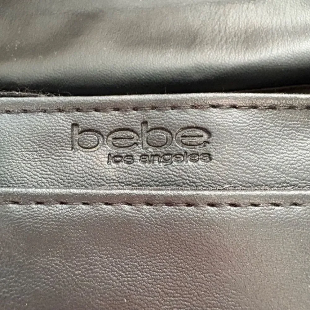 Bebe Liv Logo Monogram Crossbody Black Light Pink Gold Chain NWT - Picture 5 of 10